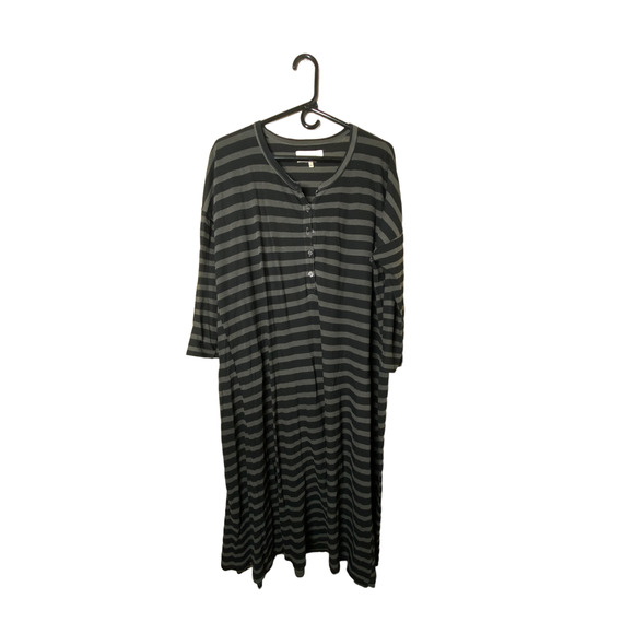 The GREAT. The Long Sleeve Knotted Henley Dress Striped sz 1 = Small - Picture 1 of 9